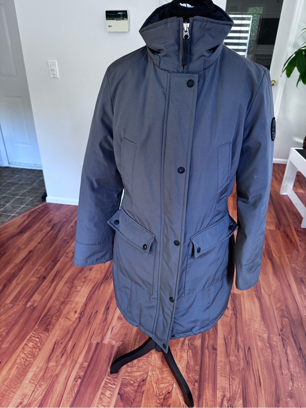 Calvin Klein Men's-Style Long Puffer Coat in Slate Gray